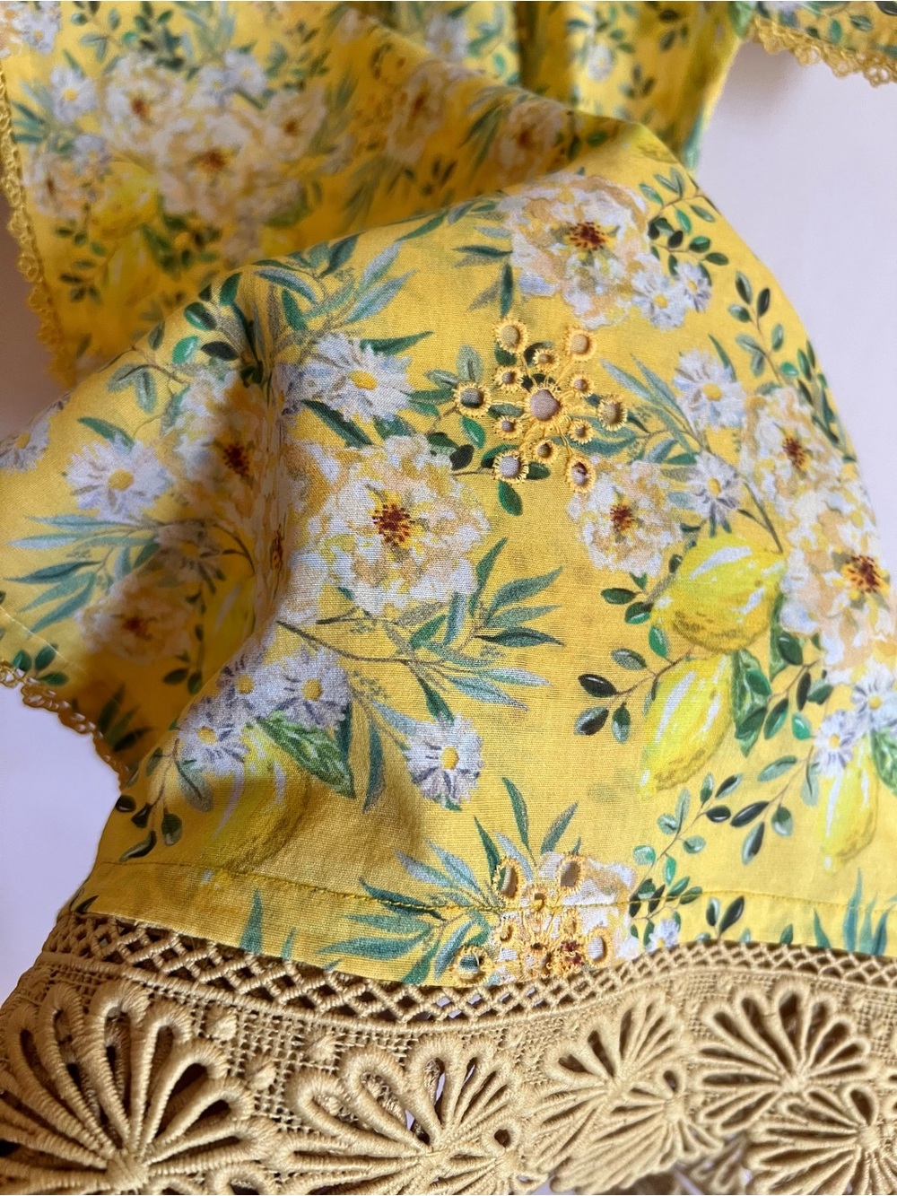 Yellow Floral Indian Pakistani lawn cotton dress brand Bareeze - Picture 10 of 11